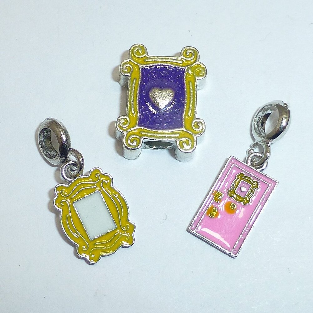 3 Friends tv show bracelet charm jewelry lot purple yellow pink door frames
